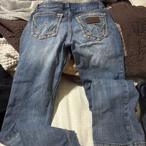 Wrangler Women's Boot Cut Jeans - Blue with Embroidered Pockets